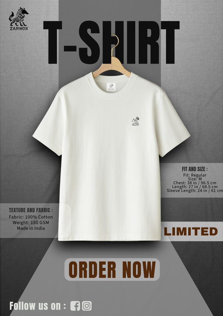 ZARWOX Premium 100% Cotton Regular Fit T-Shirt