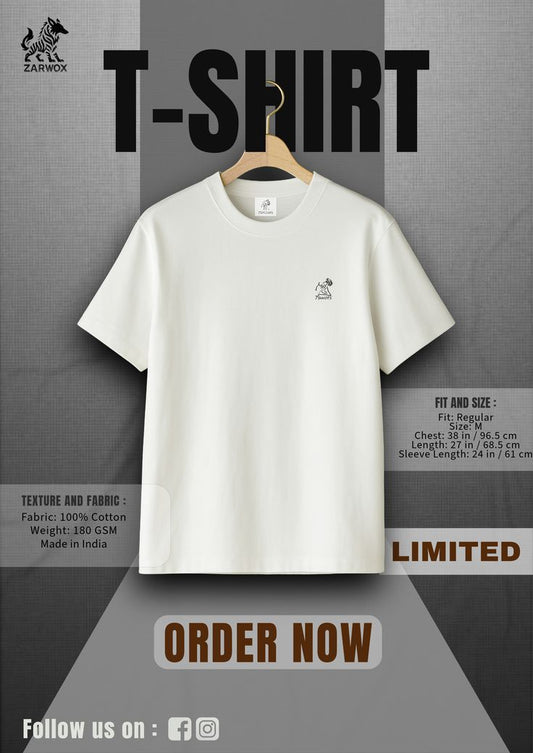 ZARWOX Premium 100% Cotton Regular Fit T-Shirt
